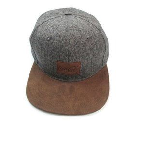 Coca-Cola Baseball Cap Hat Gray Twill with Suede Patch and Bill